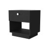 Peyton 2 Piece Bedroom Set, Armoire + Nightstand, Black