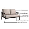 2PC Outdoor Aluminum Patio Furniture, Modern Loveseat Sofa Conversation/Chat Set