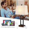 Table Lamp for Bedroom Set of 2 with 2 USB Ports and AC Power Outlet