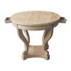 Curved Legs Farmhouse Style Small Size Round Dining Table End Table Side Table Coffee Table for Dinette, Kitchen, Dining Room or Living Room, Natural