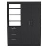 Peyton 2 Piece Bedroom Set, Armoire + Nightstand, Black