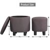 JST Home Decor Upholstered Round Fabric Tufted Footrest 1+1 Ottoman, Ottoman with Storage for Living Room & Bedroom, Decorative Home Furniture, Brown