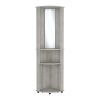 DEPOT E-SHOP Nashville Corner Bar Cabinet Unit with Wine Glass Rack and Lower Cabinet, Concrete Gray