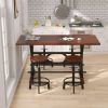 5-Piece Dining Table Set, 59" Wooden Sofa Side Table with Stabilizing Base, Rustic Brown Industrial Adjustable Height Chairs, Modern Bar Table and Cha