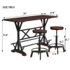 5-Piece Dining Table Set, 59" Wooden Sofa Side Table with Stabilizing Base, Rustic Brown Industrial Adjustable Height Chairs, Modern Bar Table and Cha