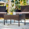 4 Piece Patio Furniture Wicker Conversation Set-• 1x Love Seat • 2x Arm Chairs • 1x Glass Coffee Table