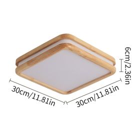 Modern Wooden Led Ceiling Lamp Aisle Light Bedroom Corridor Decor Balcony Minimalist Chandelier Pendant Light Bathroom Fixture (Body Color: Square, Emitting Color: Cold White)