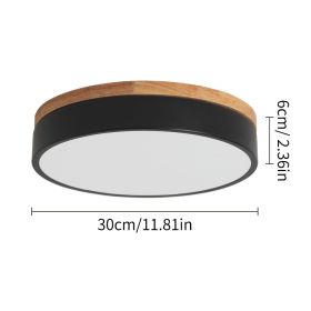 Modern Wooden Led Ceiling Lamp Aisle Light Bedroom Corridor Decor Balcony Minimalist Chandelier Pendant Light Bathroom Fixture (Body Color: Round B, Emitting Color: Cold White)