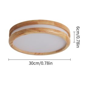 Modern Wooden Led Ceiling Lamp Aisle Light Bedroom Corridor Decor Balcony Minimalist Chandelier Pendant Light Bathroom Fixture (Body Color: Round A, Emitting Color: Warm White)