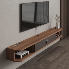 Wall TV Stand, Floating TVs Console Media Entertainment, Under TVs Shelf, Wall TV Stand (Color: walnut)