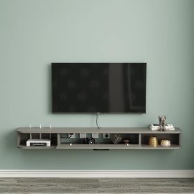 Wall TV Stand, Floating TVs Console Media Entertainment, Under TVs Shelf, Wall TV Stand (Color: Light Grey Oak)